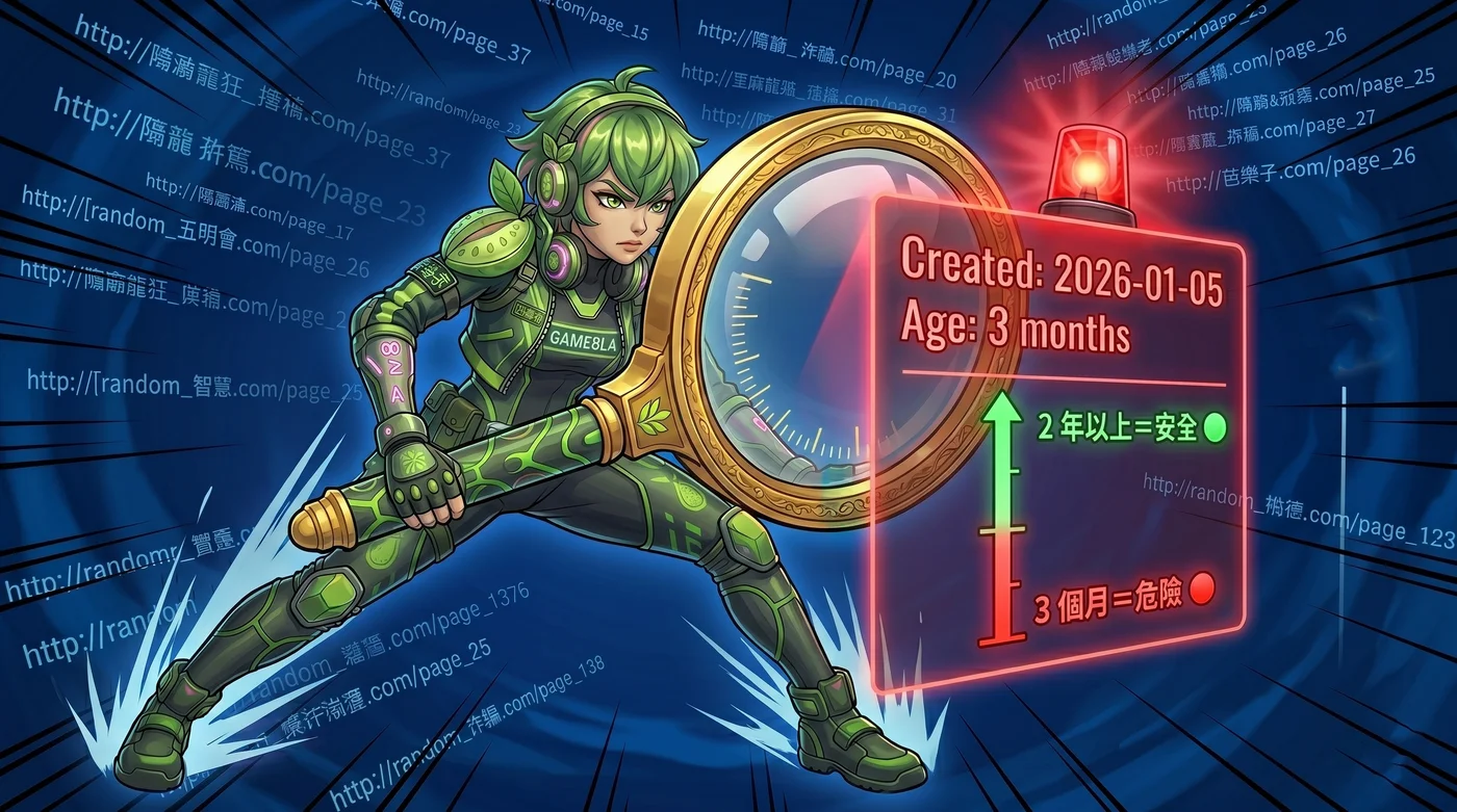 WHOIS查網域年齡識破娛樂城詐騙-芭樂子用放大鏡檢視網址｜GAME8LA